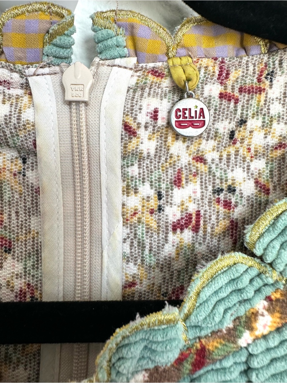 CELIA B Alamo Dress Brown Floral Midi corduroy Large - Picture 17 of 17